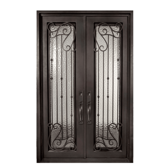 Armonia Classic Full Lite Painted Heavy Bronze Decorative Wrought Iron Prehung Front Door